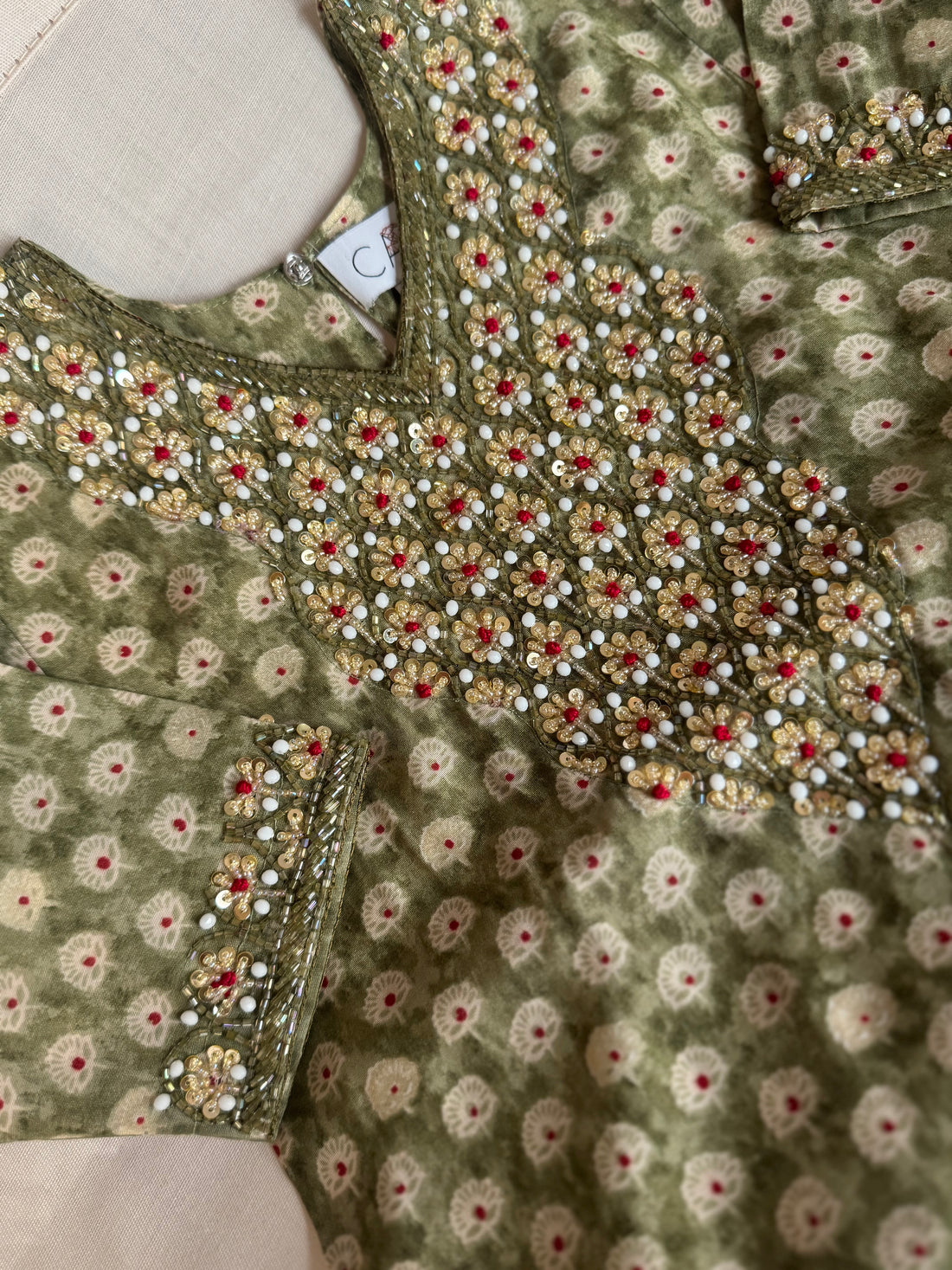 Olive Blossom - Hand Embroidery Girls Jalabeya