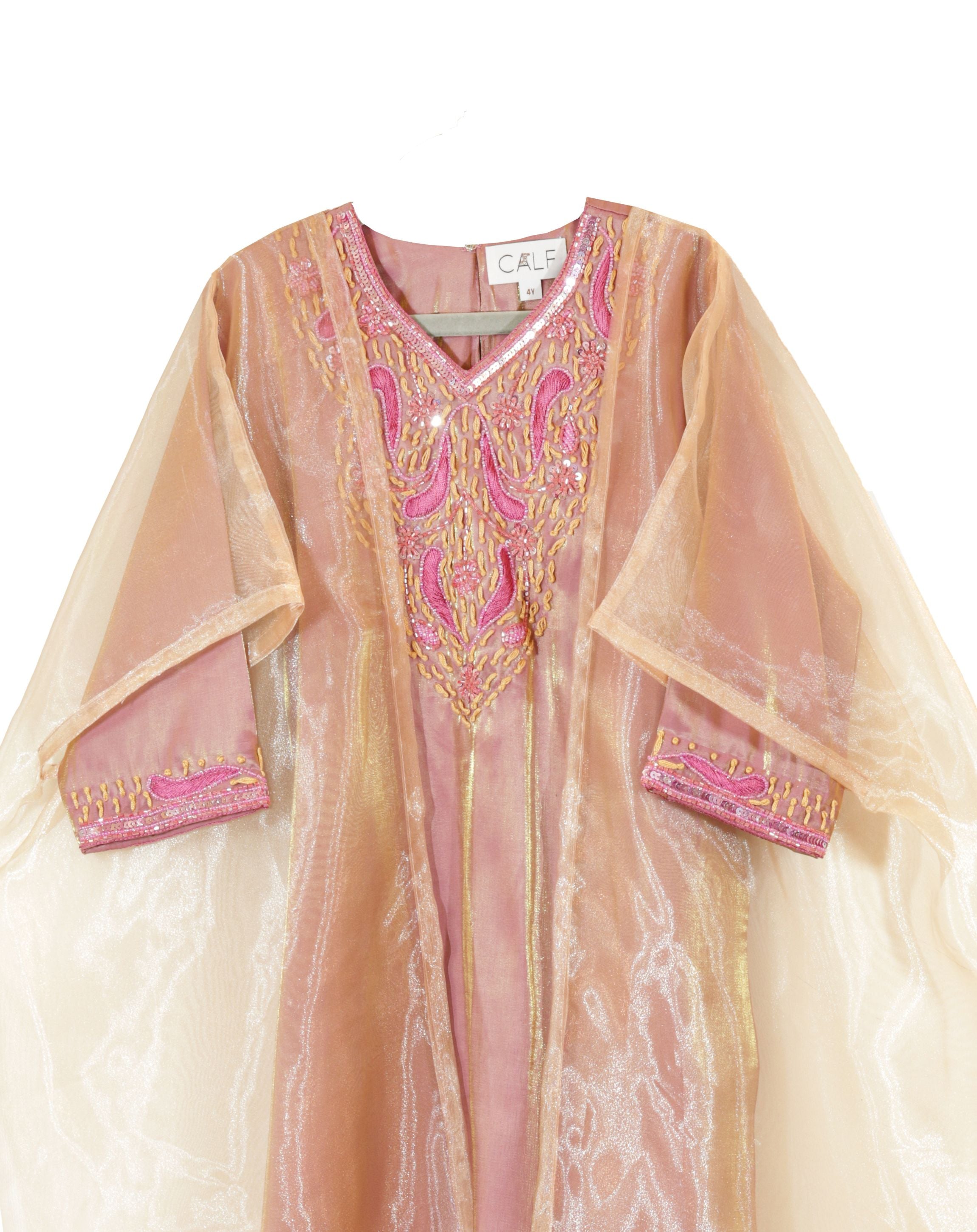 Almizn Thoub Beige & Pink