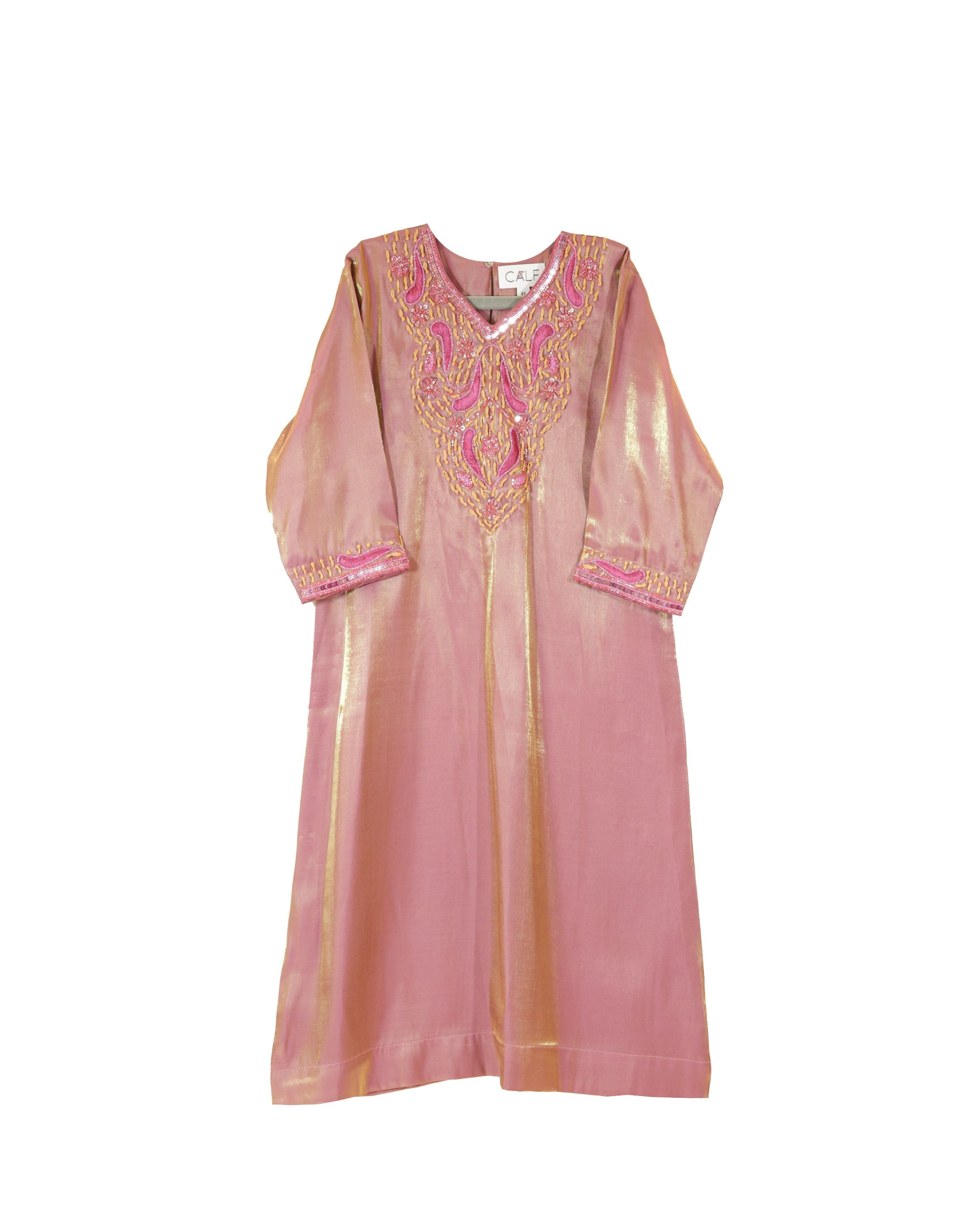 Almizn Thoub Beige & Pink