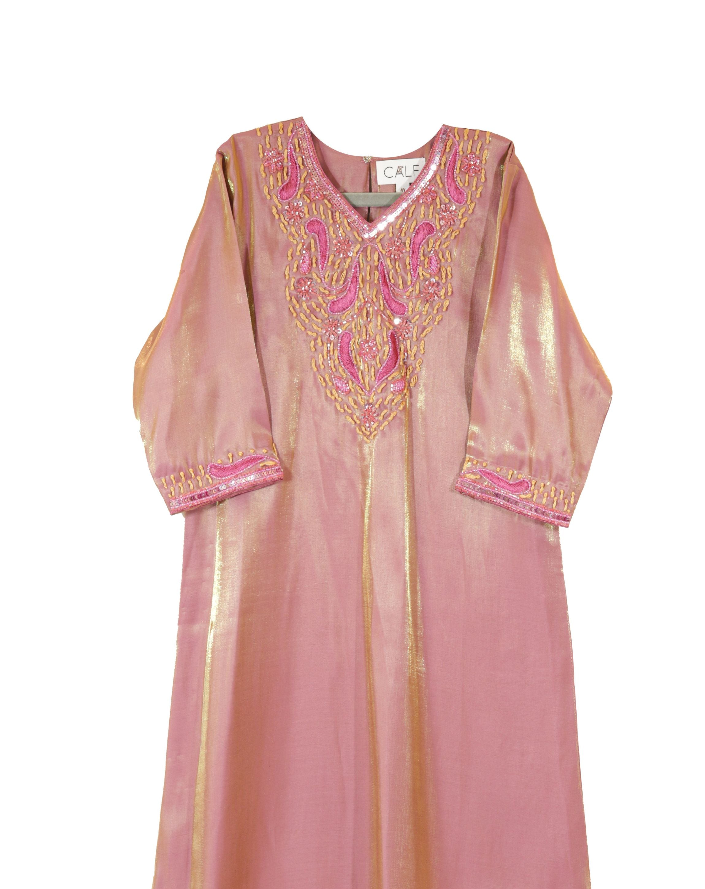 Almizn Thoub Beige & Pink