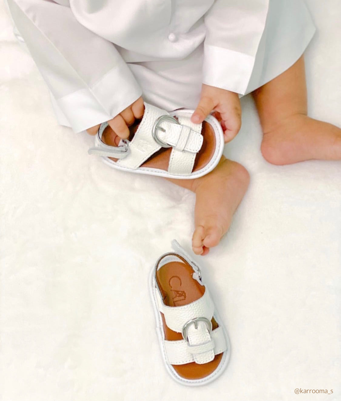 White Newborn Soft Sandals | Classic & Leather | Calf.ae