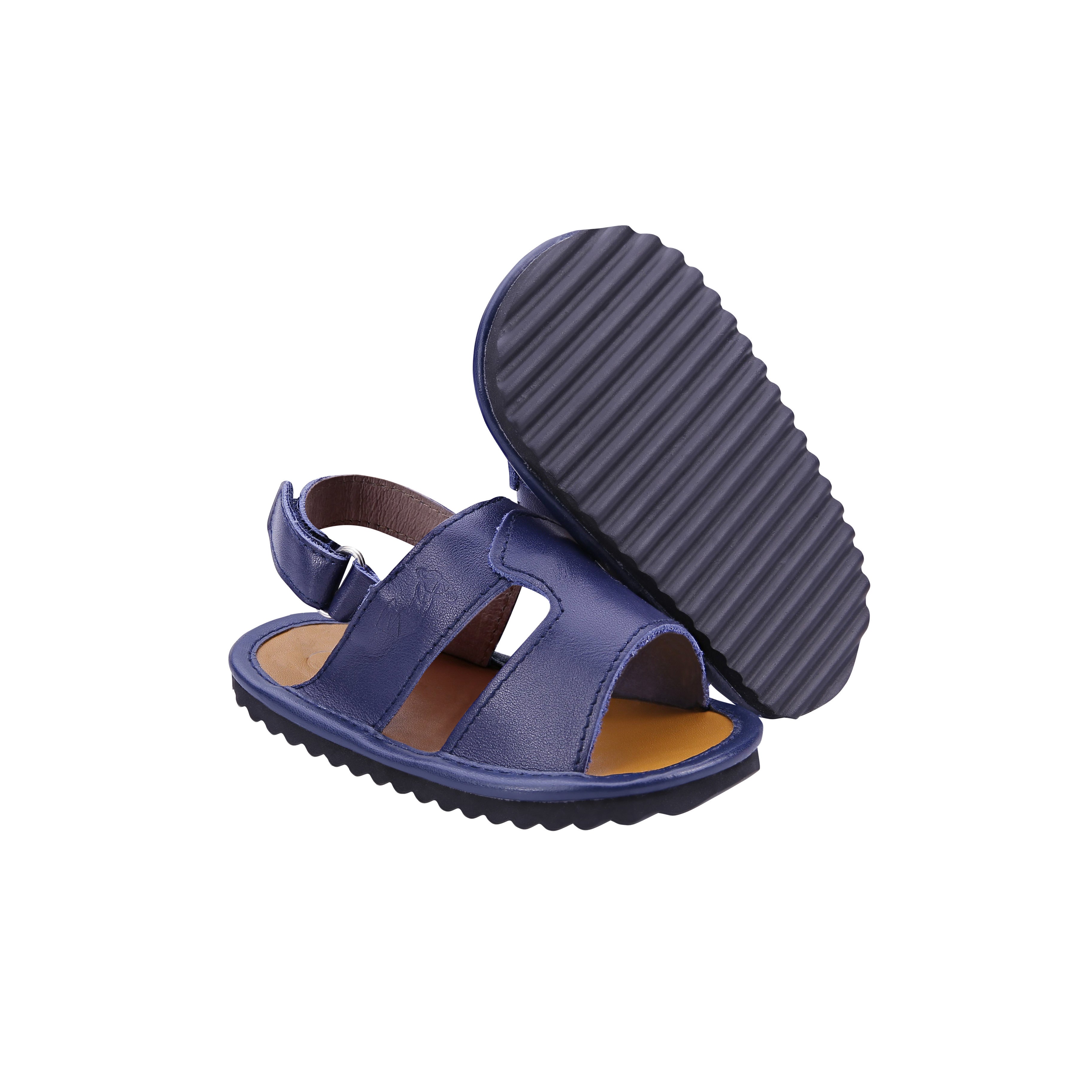 Newborn Blue Sandals | Blue Leather Sandals | Calf.ae