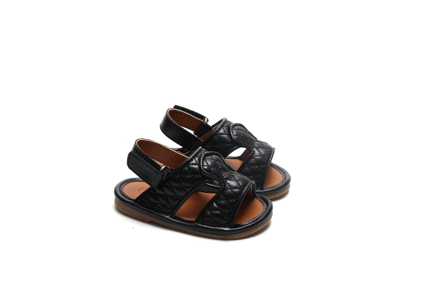 Stitched Model 1 Black Newborn Soft Sandals