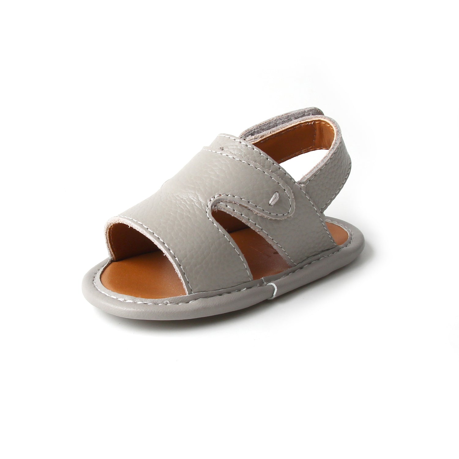 Newborn Grey Sandal | Soft Leather Sandals | Calf.ae