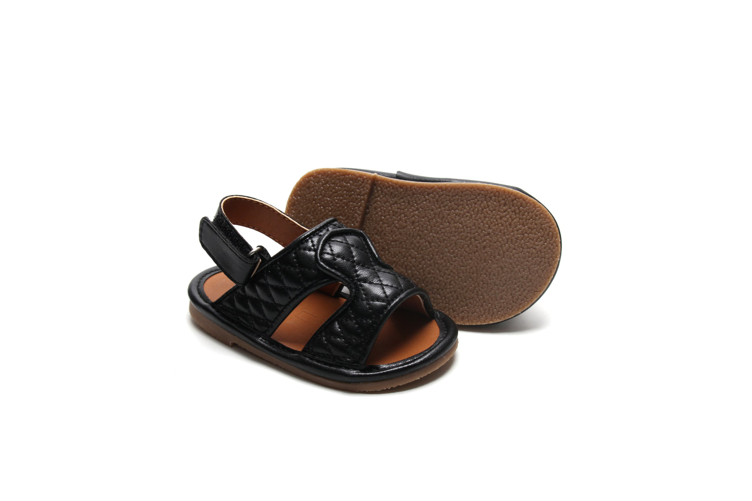 Stitched Model 1 Black Newborn Soft Sandals