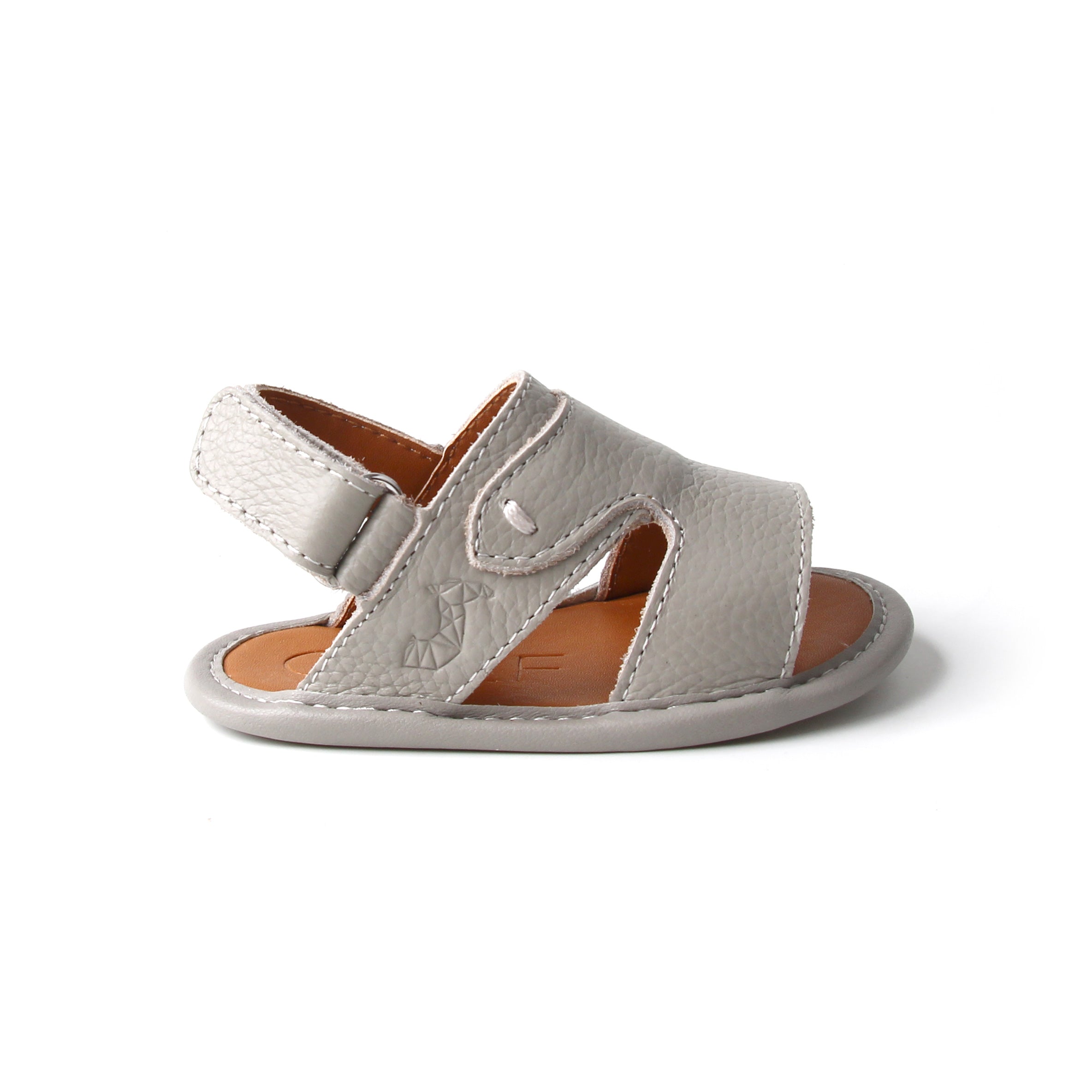 Newborn Grey Sandal | Soft Leather Sandals | Calf.ae
