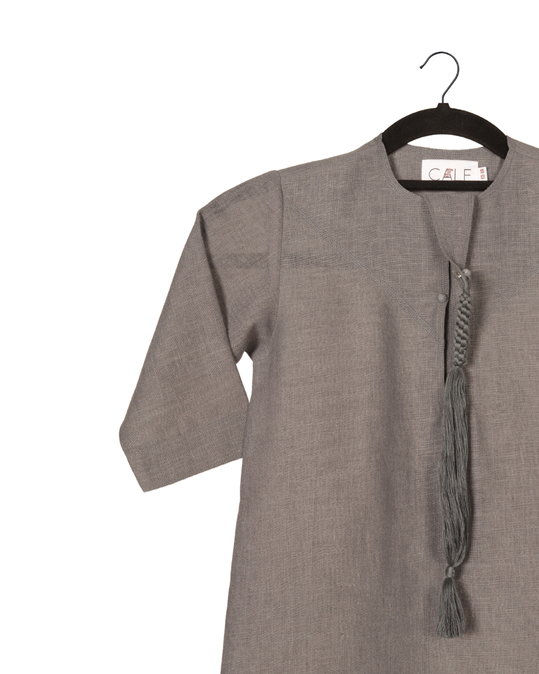 Linen Emirati Kandoora - Dark Grey