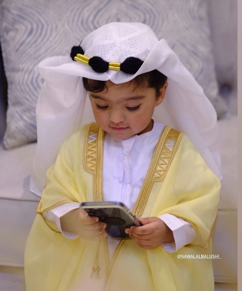 Baby Boy Yellow Arabic Dress | Yellow Arabic Dress | Calf.ae