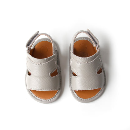 Newborn Grey Sandal | Soft Leather Sandals | Calf.ae
