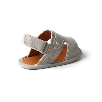 Newborn Grey Sandal | Soft Leather Sandals | Calf.ae
