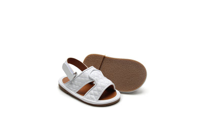 White Baby Boy Sandals | White Newborn Sandals | Calf.ae