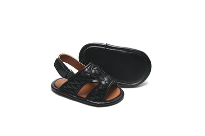 Stitched Model 1 Black Newborn Soft Sandals