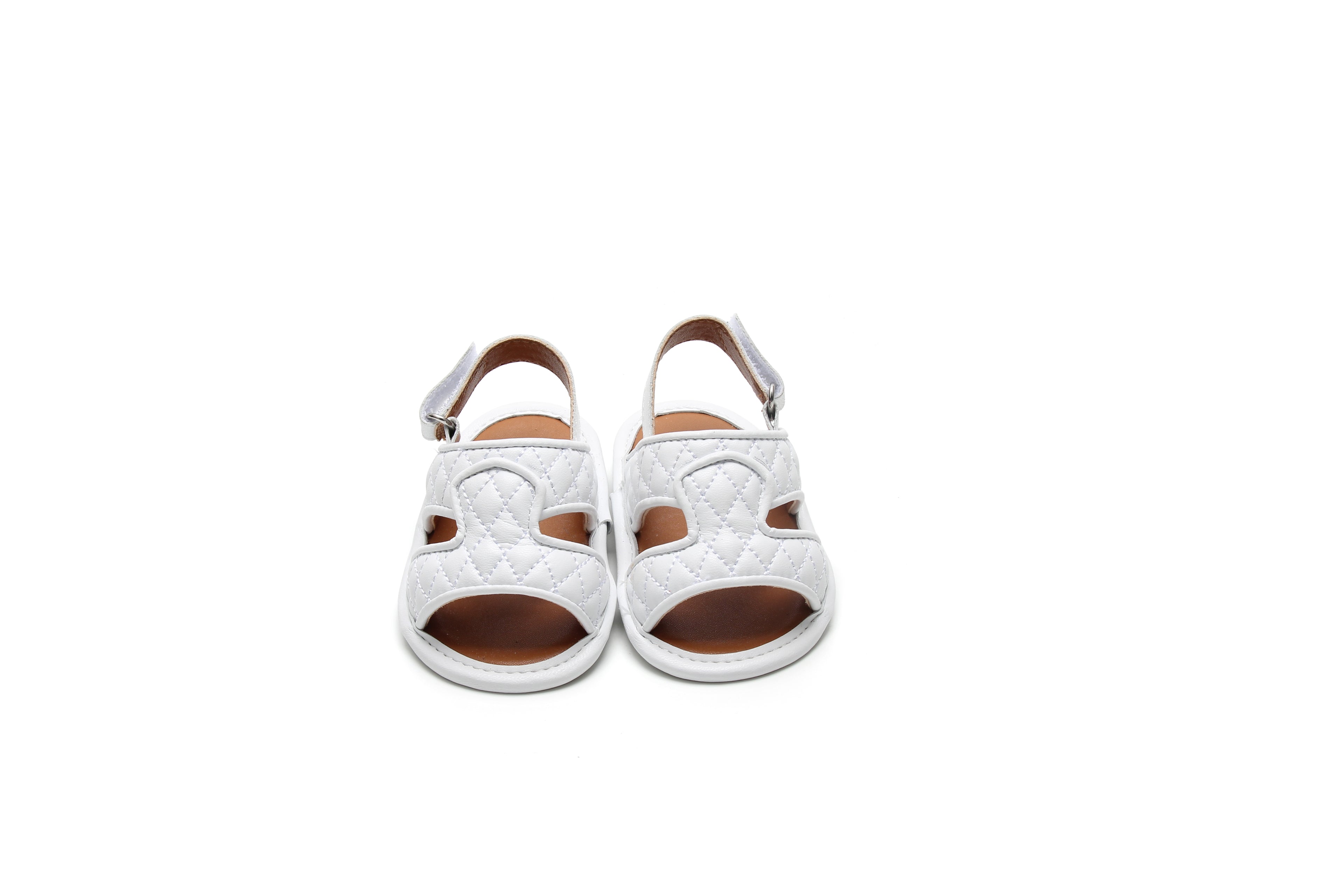 White Baby Boy Sandals | White Newborn Sandals | Calf.ae