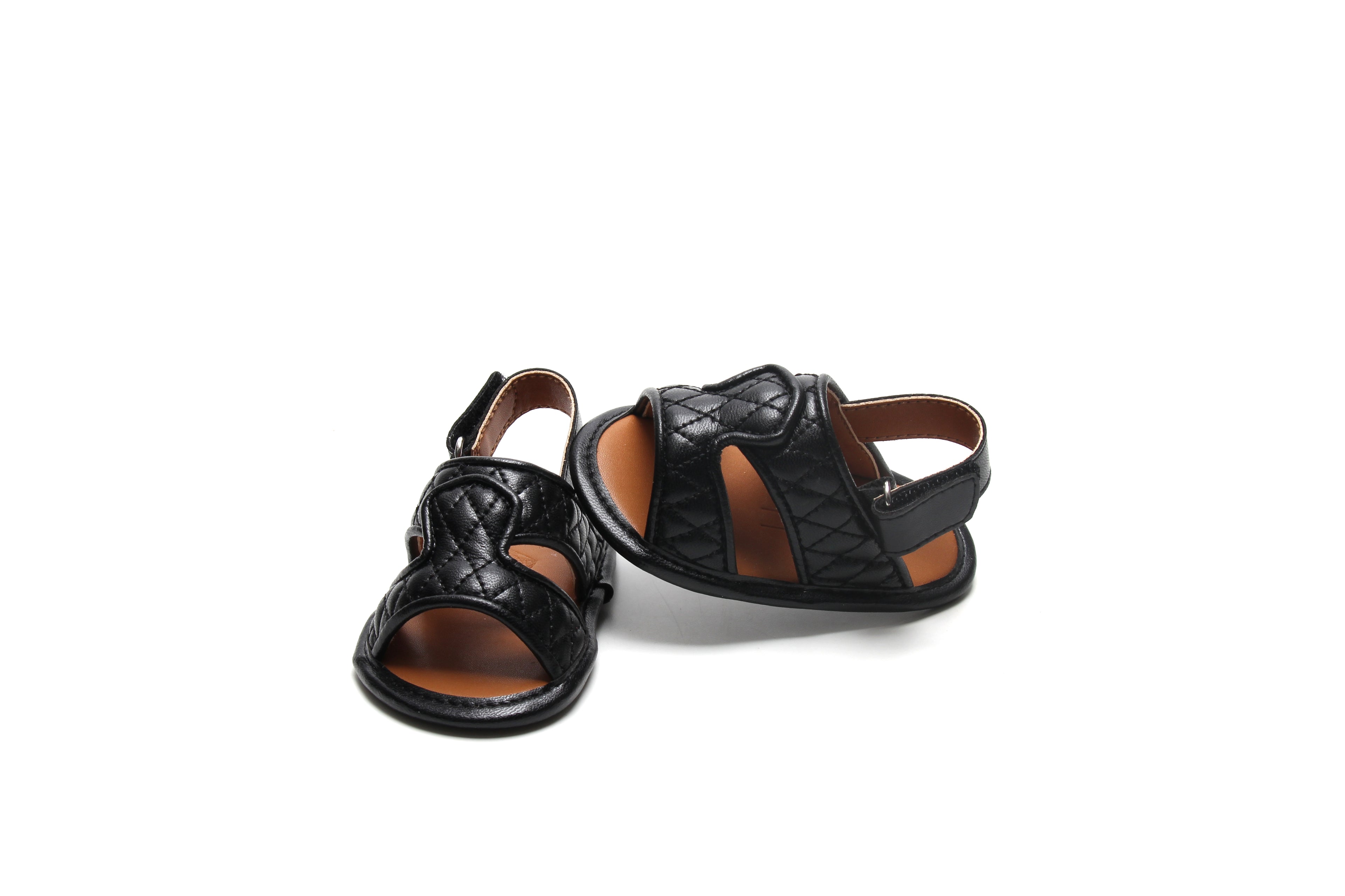 Stitched Model 1 Black Newborn Soft Sandals