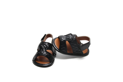 Stitched Model 1 Black Newborn Soft Sandals