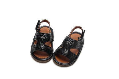 Stitched Model 1 Black Newborn Soft Sandals