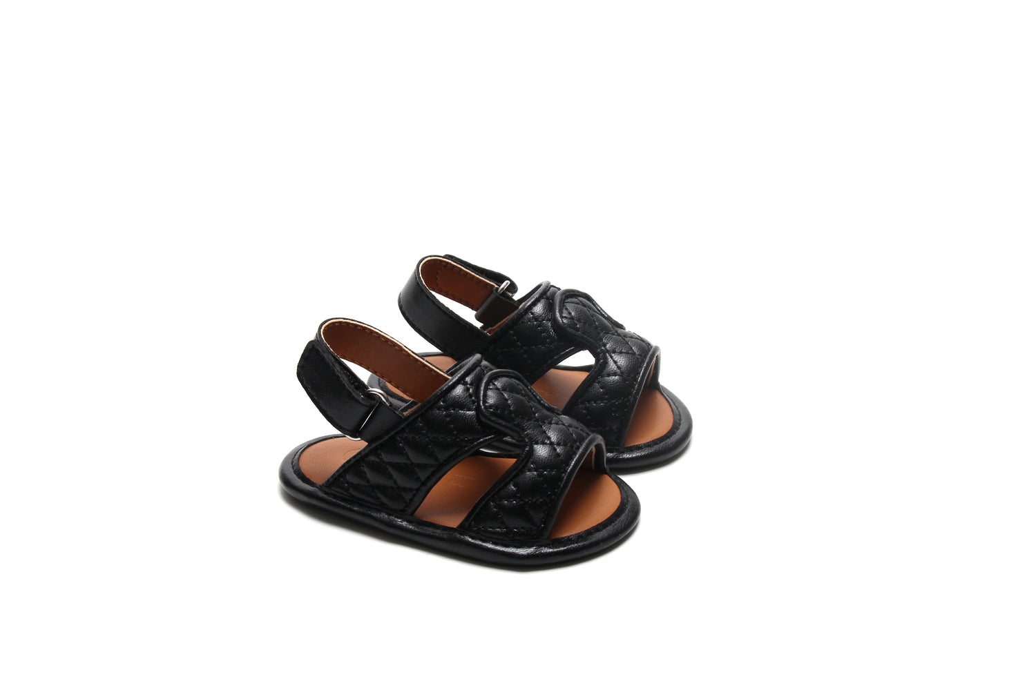 Stitched Model 1 Black Newborn Soft Sandals