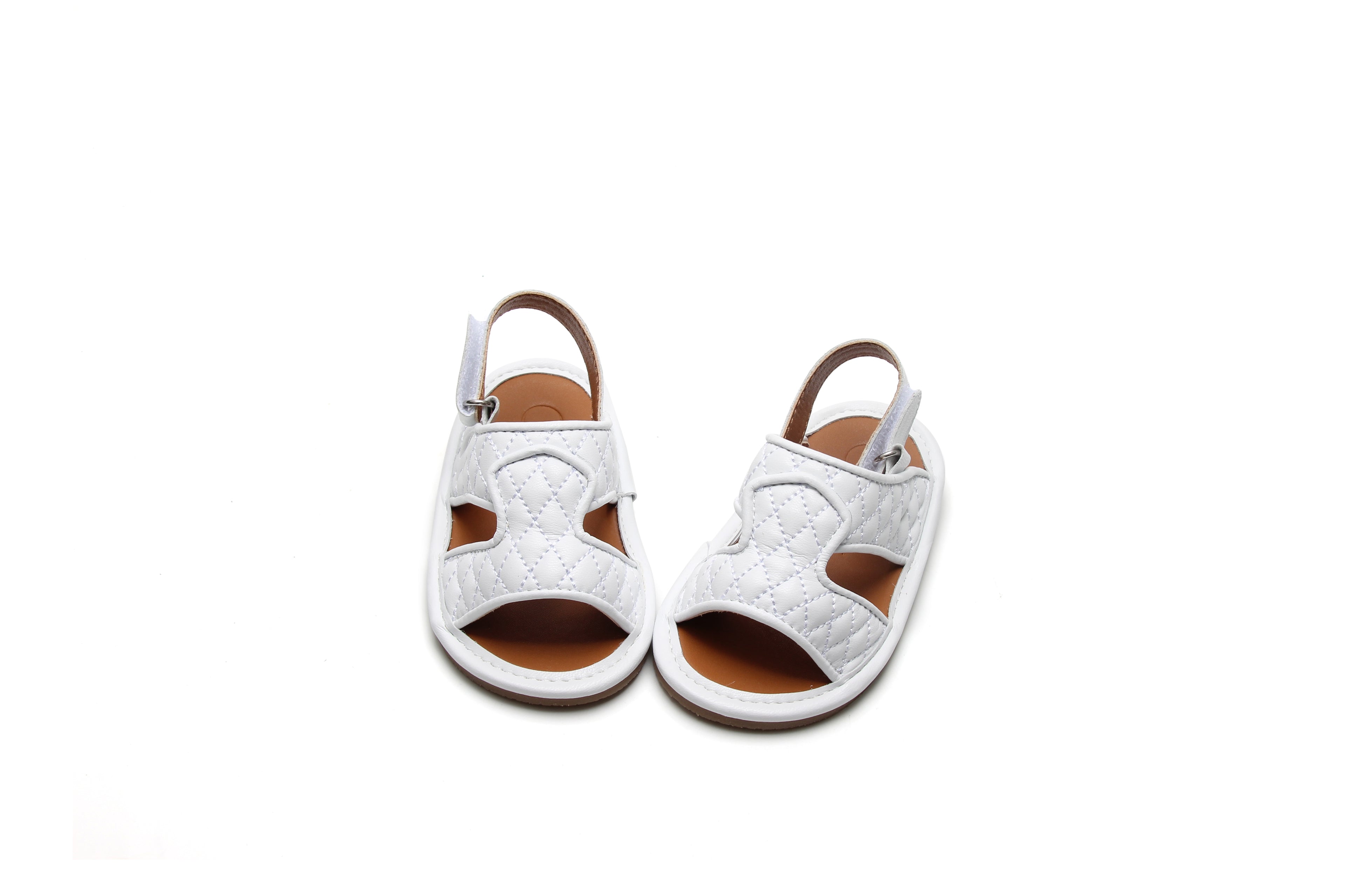 White Baby Boy Sandals | White Newborn Sandals | Calf.ae