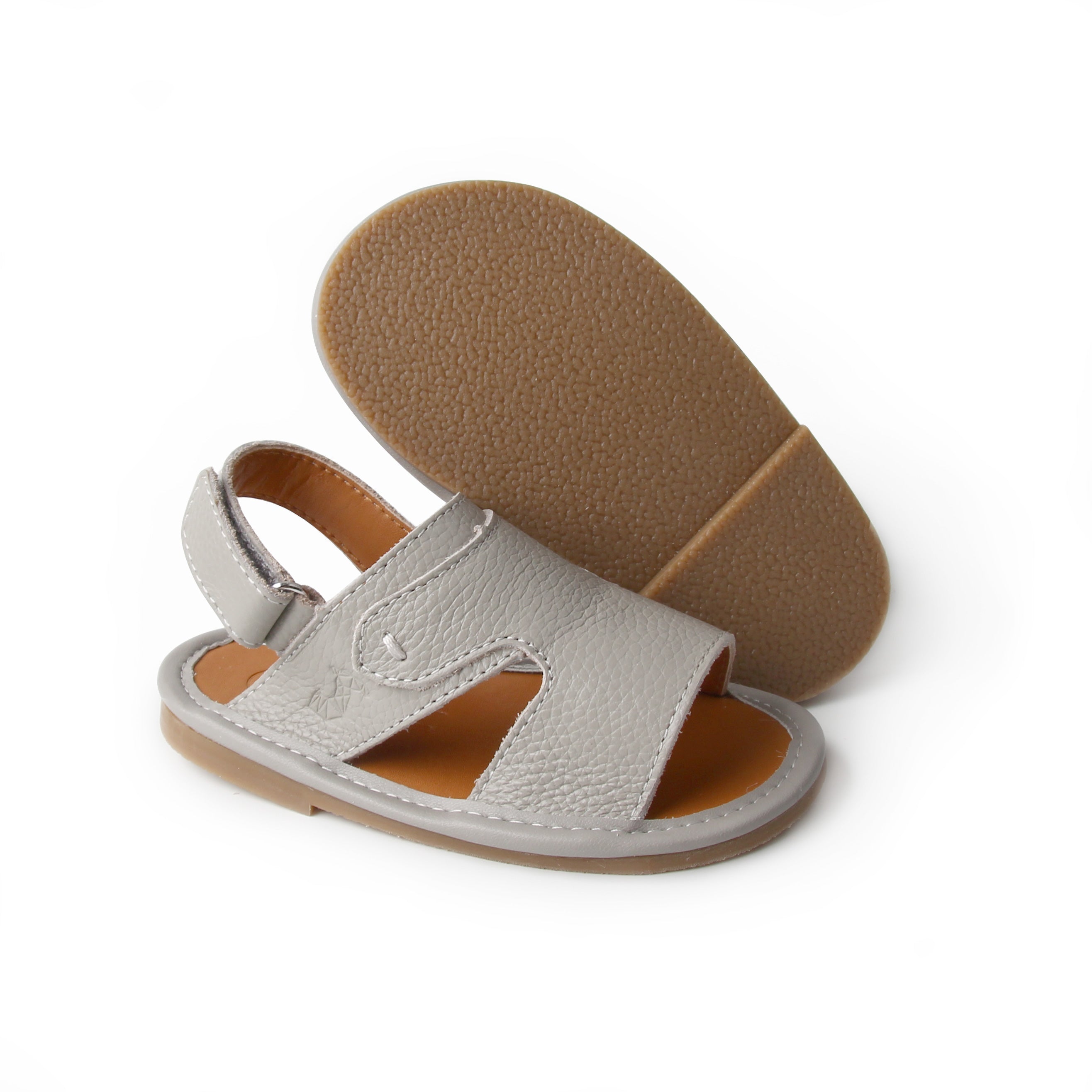 Newborn Grey Sandal | Soft Leather Sandals | Calf.ae