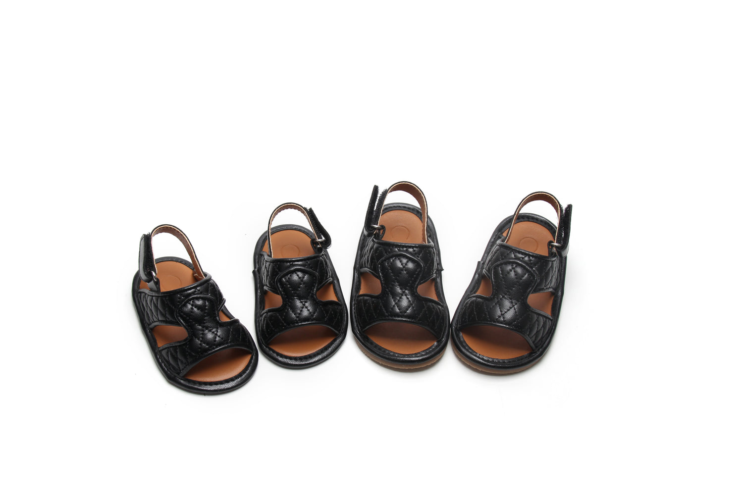 Stitched Model 1 Black Newborn Soft Sandals