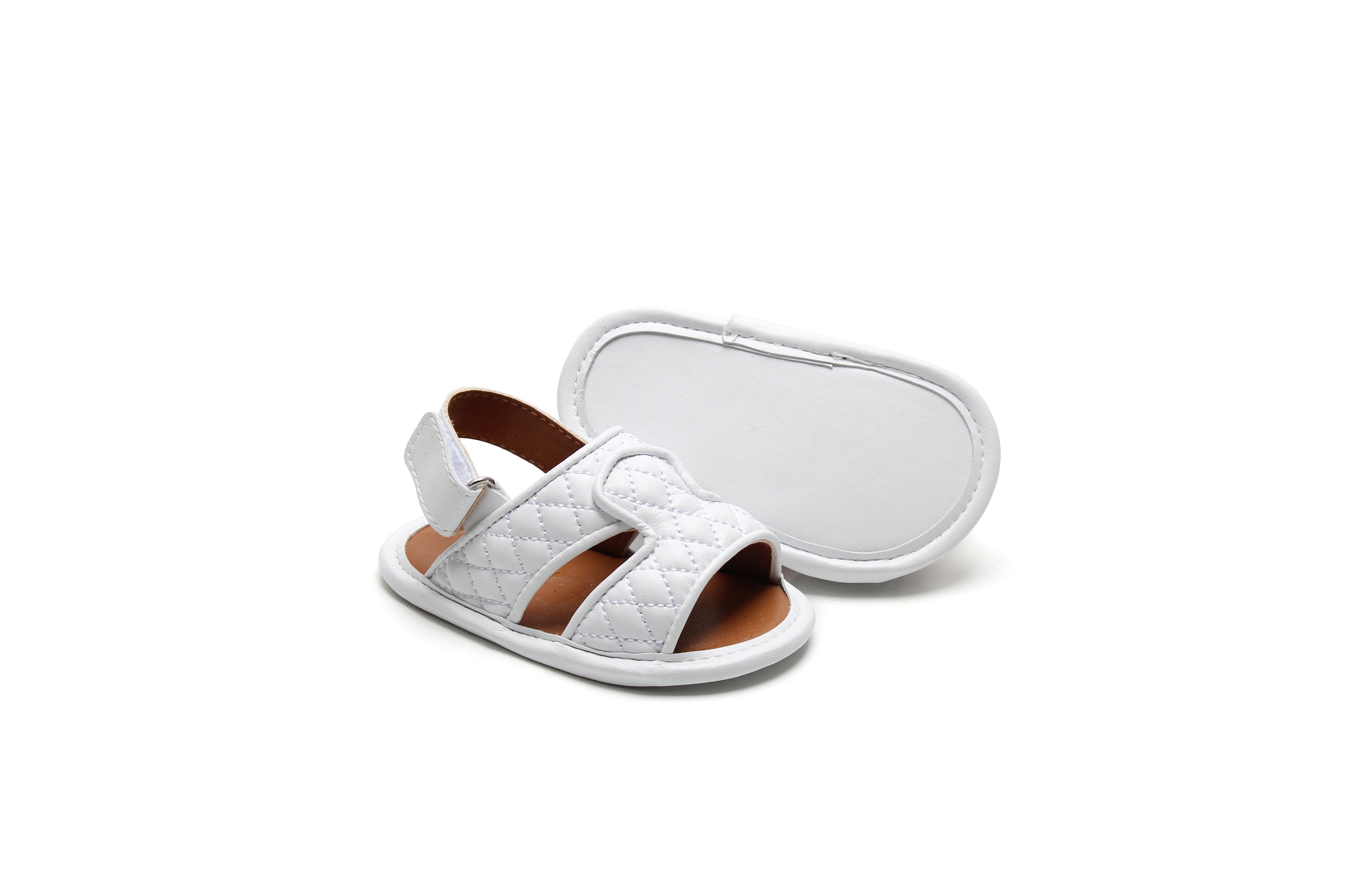 White Baby Boy Sandals | White Newborn Sandals | Calf.ae