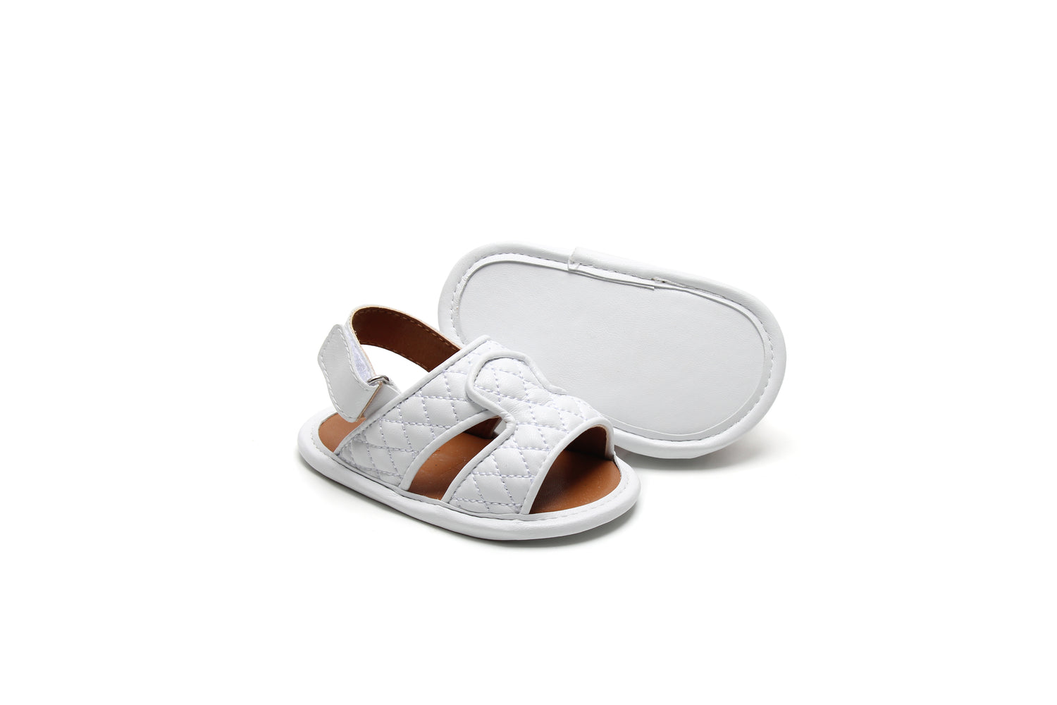 White Baby Boy Sandals | White Newborn Sandals | Calf.ae