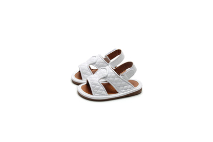 White Baby Boy Sandals | White Newborn Sandals | Calf.ae