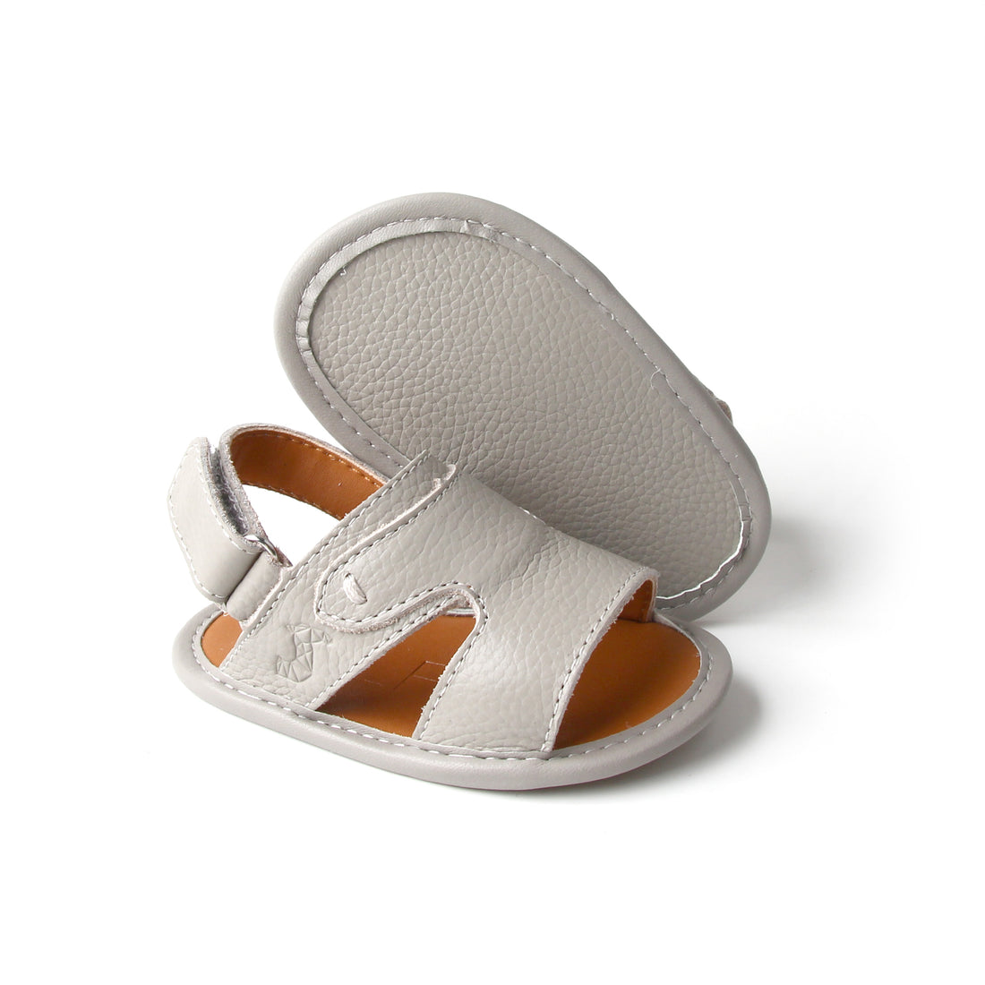 Newborn Grey Sandal | Soft Leather Sandals | Calf.ae