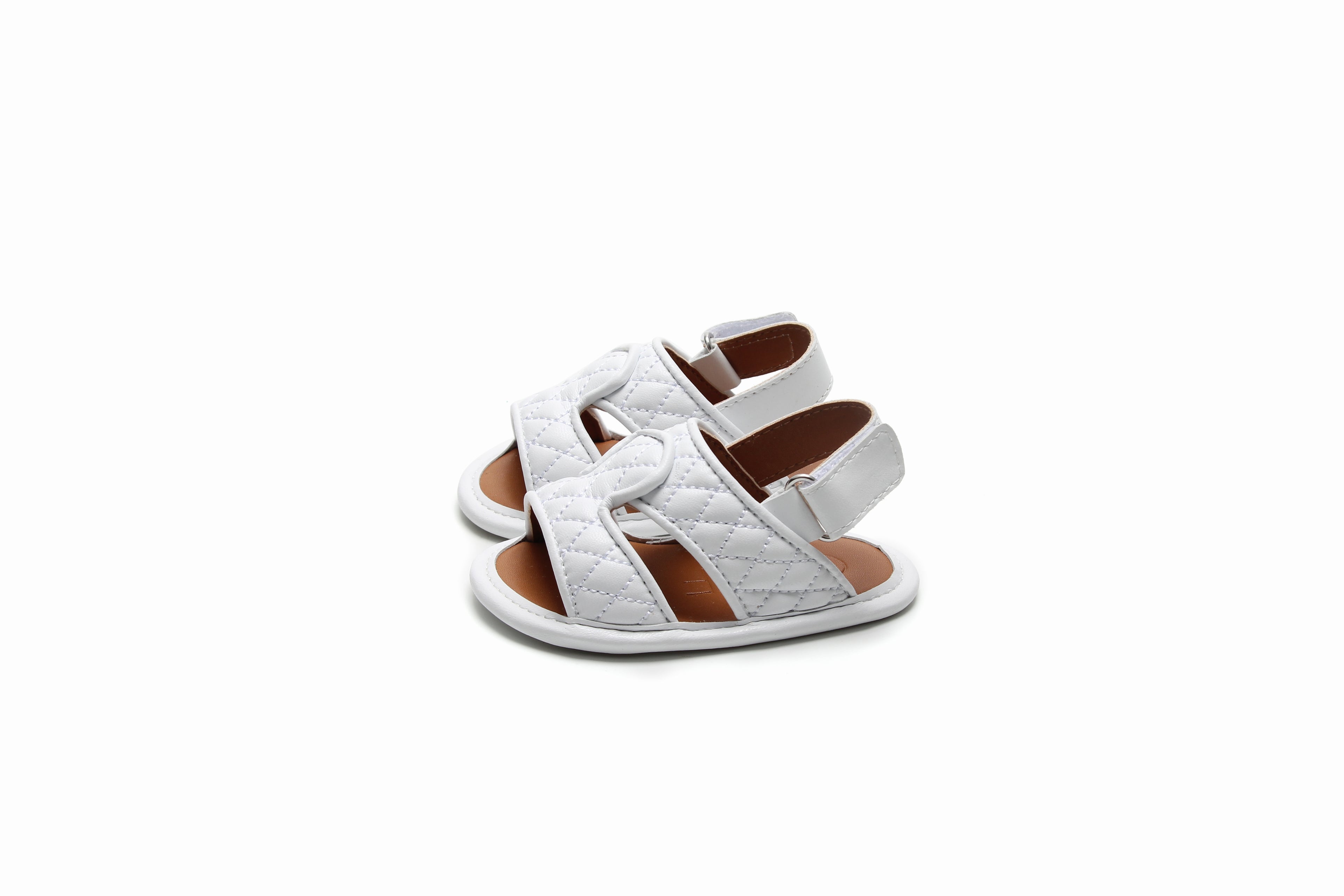 White Baby Boy Sandals | White Newborn Sandals | Calf.ae
